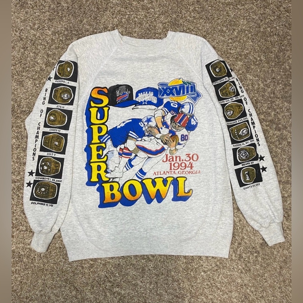 Vintage 1994 Super Bowl Dallas Cowboys Vs Buffalo‎ Bills Sweater Men Size LARGE